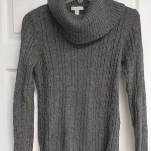 Charter Club gray shimmer cowl neck sweater, size S